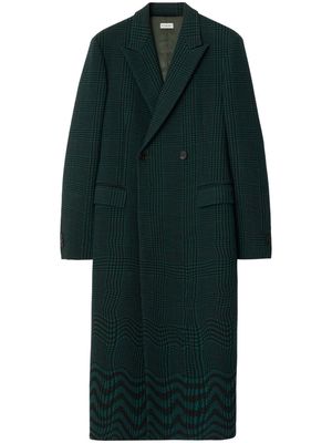 Burberry Warped Check double-breasted coat - Green