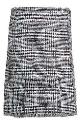 burberry Warped Houndstooth Fringe Trim Wrap Skirt in Monochrome Ip Pttn