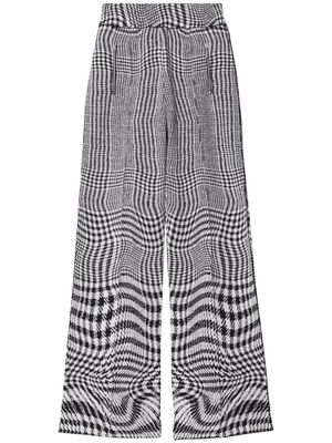 Burberry warped houndstooth jacquard wool-blend trousers - Black