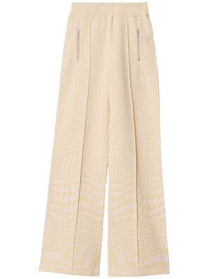Burberry warped houndstooth jacquard wool-blend trousers - Neutrals