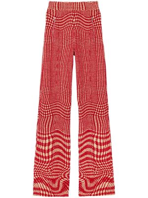 Burberry warped houndstooth-pattern flared trousers