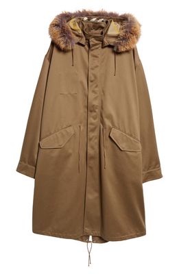 burberry Water Resistant Coat with Removable Faux Fur Trim in Silt