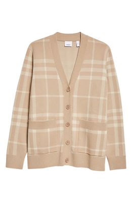 burberry Willah Check Wool & Cashmere Cardigan in Soft Fawn