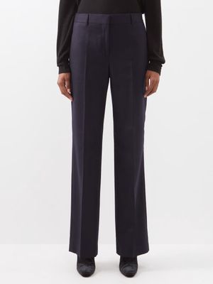 Burberry - Wool-twill Straight-leg Trousers - Womens - Charcoal