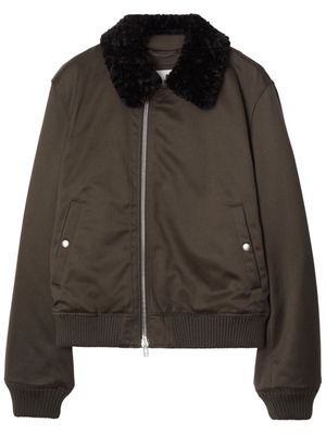 Burberry zipped shearling-collar bomber jacket - Brown
