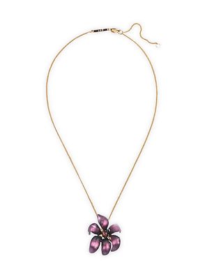Burnt Fleur 14K-Gold-Plated, Lucite, & Crystal Flower Pendant Necklace