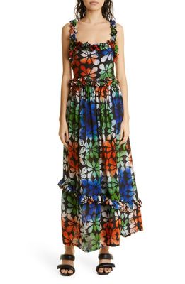 BUSAYO Aje Floral Print Maxi Dress in Lemon/Orange/Blue