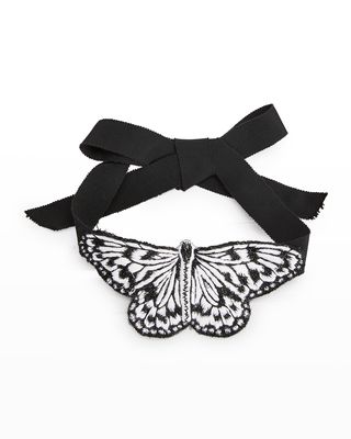 Butterfly-Embroidered Gala Choker