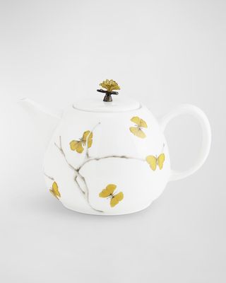 Butterfly Ginkgo Porcelain Teapot, 34 oz.