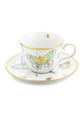 Butterfly Meadow 2-Piece Porcelain Cup & Saucer Set