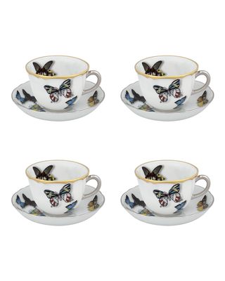Butterfly Parade Espresso Cups & Saucers, Set of 4