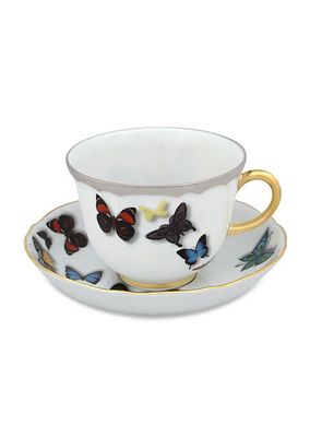 Butterfly Parade Porcelain Cup & Saucer Set/Set of 4