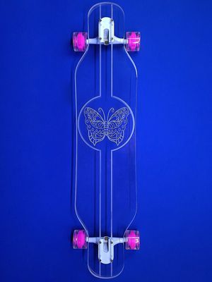 Butterfly-Print Skateboard - White - White
