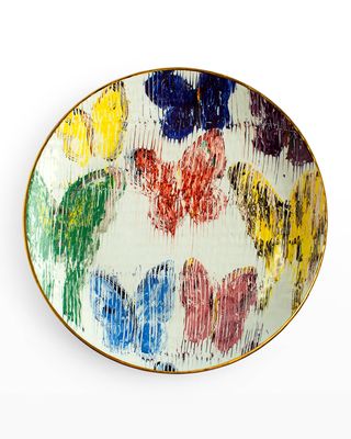 Butterfly Salad Plate in Hand-Painted Gold Rim