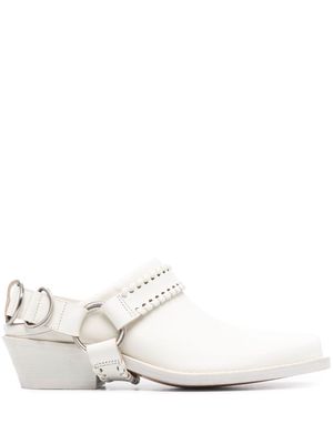 Buttero braided-strap leather mules - White