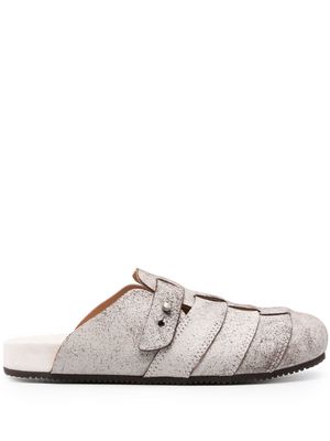 Buttero round-toe leather slippers - Neutrals