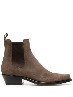 Buttero square-toe suede boots - Brown