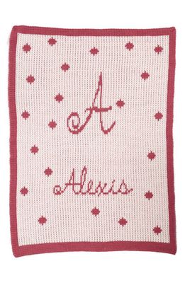 Butterscotch Blankees Polka Dot Personalized Small Stroller Blanket in Pale Pink/Mulberry 