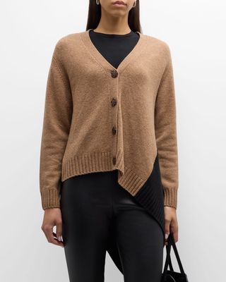 Button-Down Colorblock Wool-Cashmere Cardigan