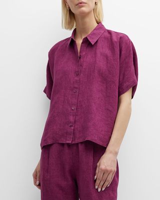 Button-Down Delave Organic Linen Shirt