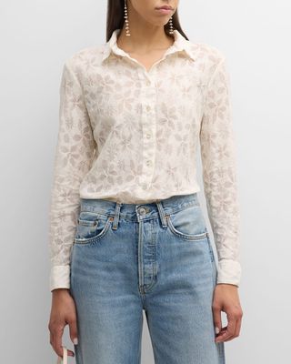 Button-Down Floral Lace Shirt