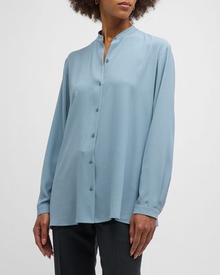 Button-Down Georgette Crepe Shirt