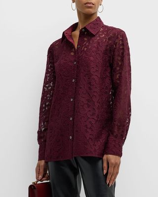 Button-Down Scroll Lace Shirt