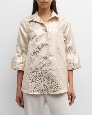 Button-Down Shimmer Jacquard Pary Shirt