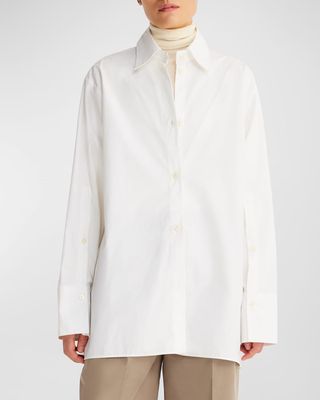 Button-Front Back Slit Shirt