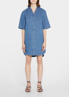 Button-Front Denim Shirt Dress