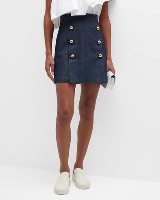 Button-Front Mini Skirt