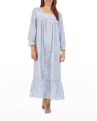 Button-Front Printed Cotton Lawn Robe
