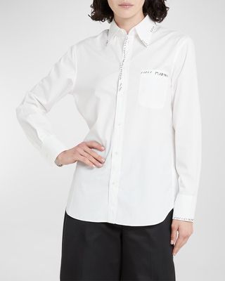 Button-Front Shirt with Contrast Stitching