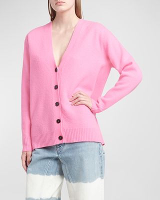 Button-Front Wool Cardigan