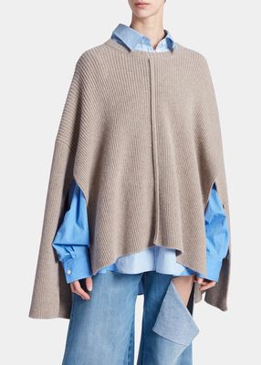 Button-Sleeve Cashmere Cape Sweater