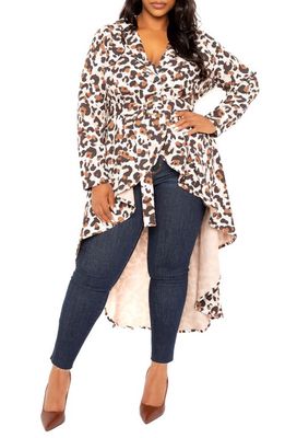 BUXOM COUTURE Animal Print Belted High-Low Blazer in Multi