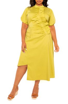 BUXOM COUTURE Asymmetric Ruffle Dress in Pistachio 