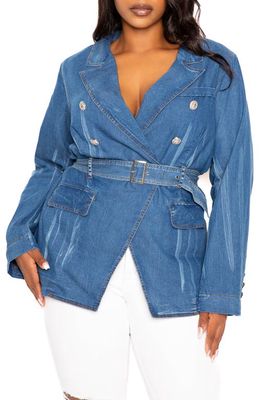 BUXOM COUTURE Double Breasted Denim Jacket