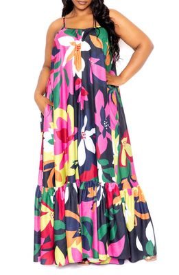 BUXOM COUTURE Floral Maxi Dress in Black Floral