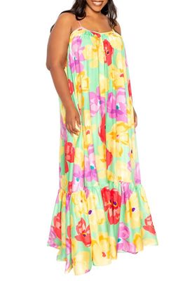 BUXOM COUTURE Floral Voluminous Maxi Dress in Pastel Multi