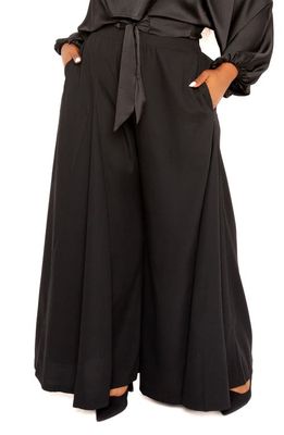 BUXOM COUTURE High Waist Palazzo Pants in Black