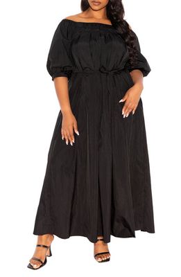 BUXOM COUTURE Off the Shoulder Maxi Dress in Black