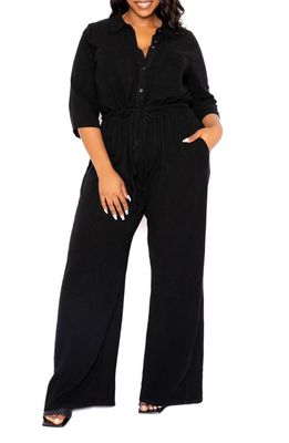BUXOM COUTURE Wide Leg Jumpsuit in Black