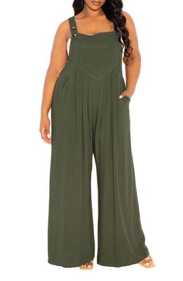 BUXOM COUTURE Wide Leg Jumpsuit in Olive