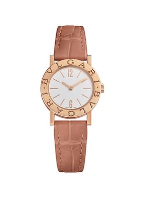 BVLGARI BVLGARI 18K Rose Gold & Alligator Leather Strap Watch/26MM