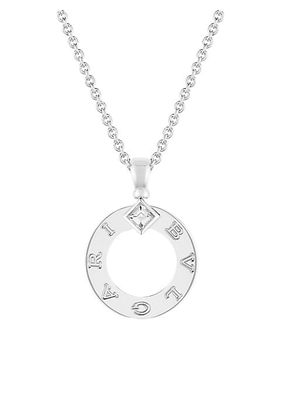 BVLGARI BVLGARI 18K White Gold & 0.09 TCW Diamond Circle Pendant Necklace