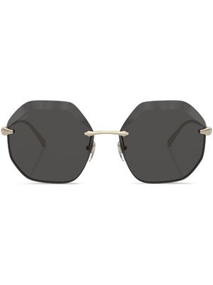 Bvlgari geometric-frame engraved-logo sunglasses - Gold