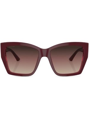 Bvlgari oversize-frame logo-plaque sunglasses - Red