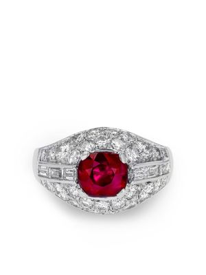 Bvlgari Pre-Owned 1960s platinum Trombino ruby diamond ring - Silver