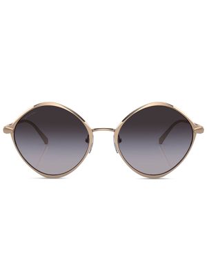 Bvlgari round-frame engraved-logo sunglasses - Metallic